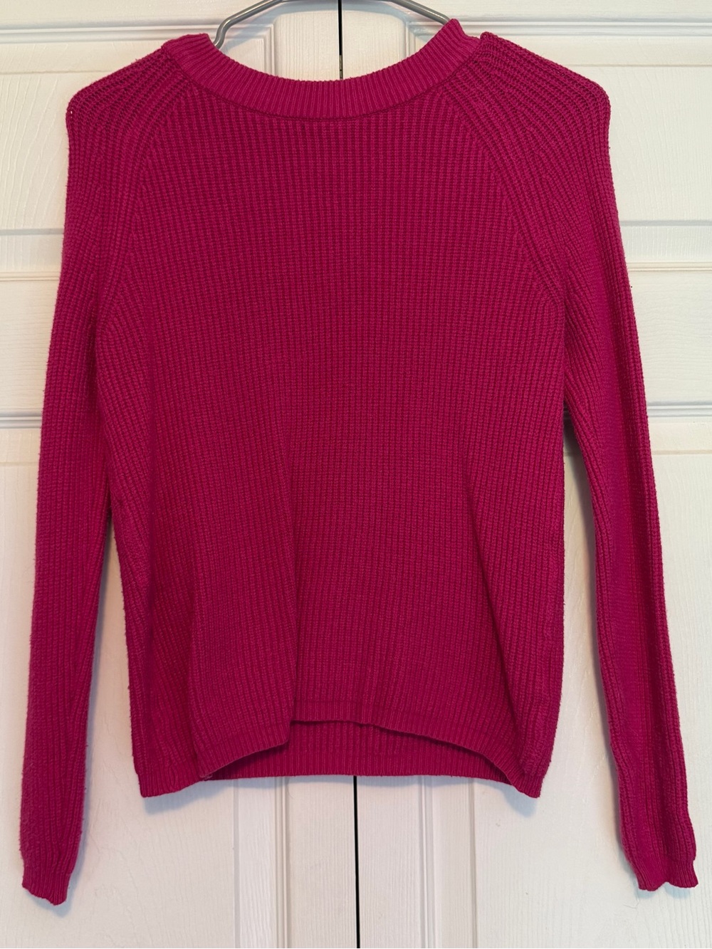 Tahari Women's Crewneck Ribbed Sweater - Fuchsia